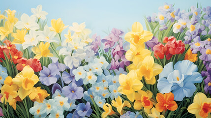 Colorful flowers background, spring season concept