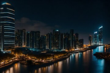 Fototapeta na wymiar country skyline at night