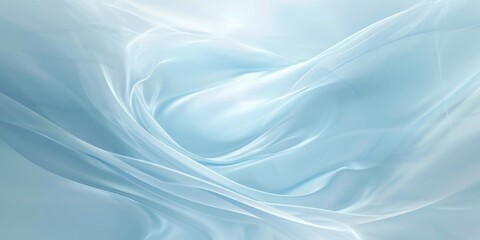 Elegant swirls of light blue silk fabric create a serene and abstract backdrop with a soft, fluid texture