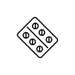 Pill tablet outline icons, minimalist vector illustration ,simple transparent graphic element .Isolated on white background