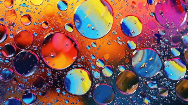 Abstract Art with Rainbow Colored Bubbles - Generative AI