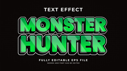Editable 3D vector text effect monster hunter