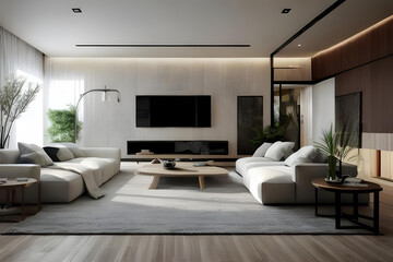Obraz na płótnie Canvas Stylish scandinavian living room with modern style