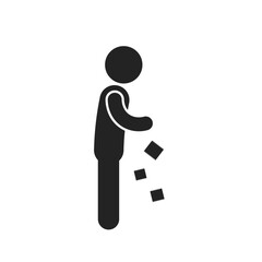 Isolated pictogram sign throw trash in to waste recycle bin, for graphic template for do not litter