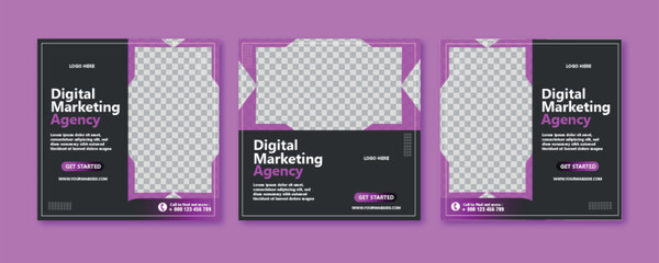 Digital marketing agency socal media post, premium vectors