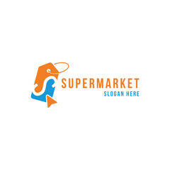 Supermarket online shop with price tag letter s logo design for business online