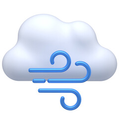 3D icon of a cloud and wind symbol