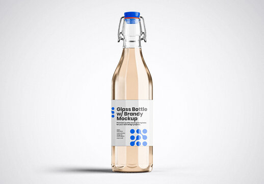 Glass Bottle with Clamp Lid Mockup