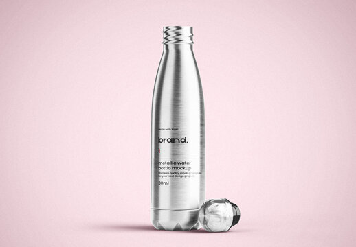 Metallic Water Bottle Mockup