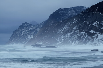 waves crashing on the rocks