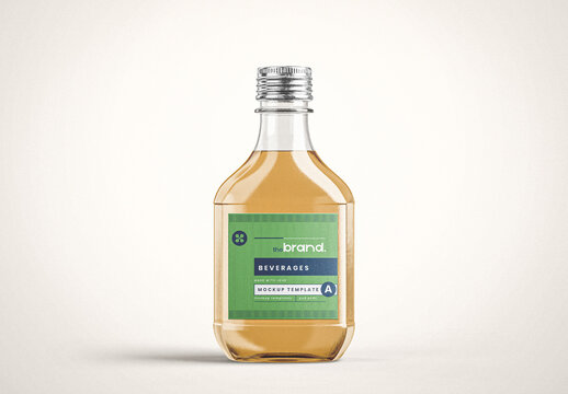 Small Glass Beverage Bottle Mockup