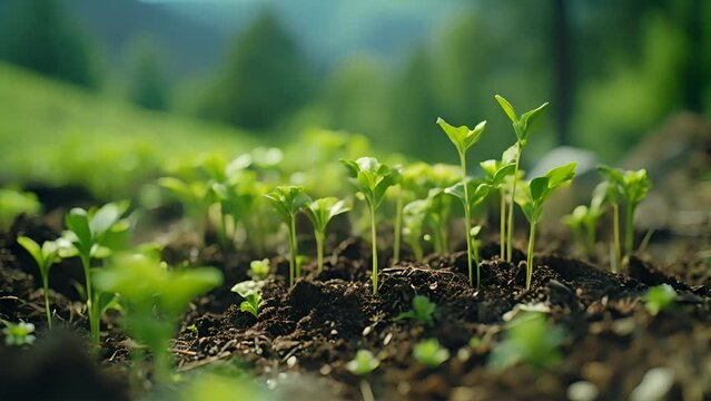 Young Green Seedlings Thriving in Fertile Soil