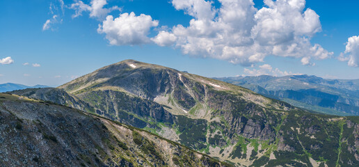 Summer mountain panorama from Rila Мountain, Bulgaria, Lopushki peak 2698 m.