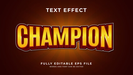 Vector champion editable text effect template - obrazy, fototapety, plakaty