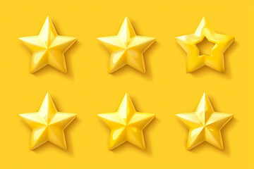 Obraz premium Set of yellow stars different shapes