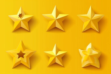 Obraz premium Set of yellow stars different shapes