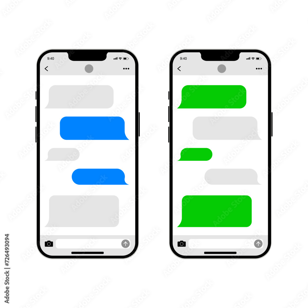 Fototapete message smartphone template. phone chatting sms template bubbles. phone chatting sms template bubble