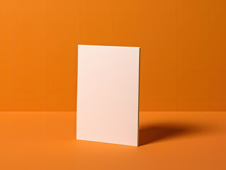 Naklejka premium Blank White Card on a Orange Background - Generative AI