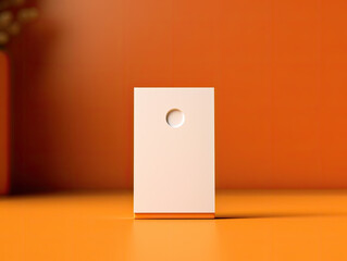 Blank White Card with Circle Cutout on a Orange Background - Generative AI