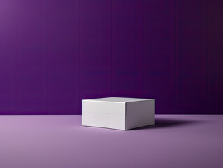 Elegant Blank White Gift Box on a Purple Background - Generative AI