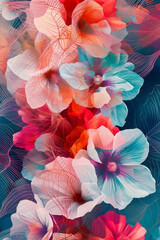 Watercolor flowers background vector photo.