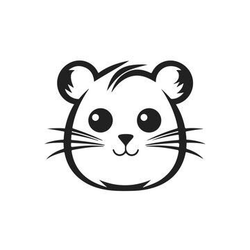 Vector Hamster Logo Template for pet shops, veterinary clinics animal shelters. Cartoon cavy logo illustration Simple line art icon isolated. doodle line art