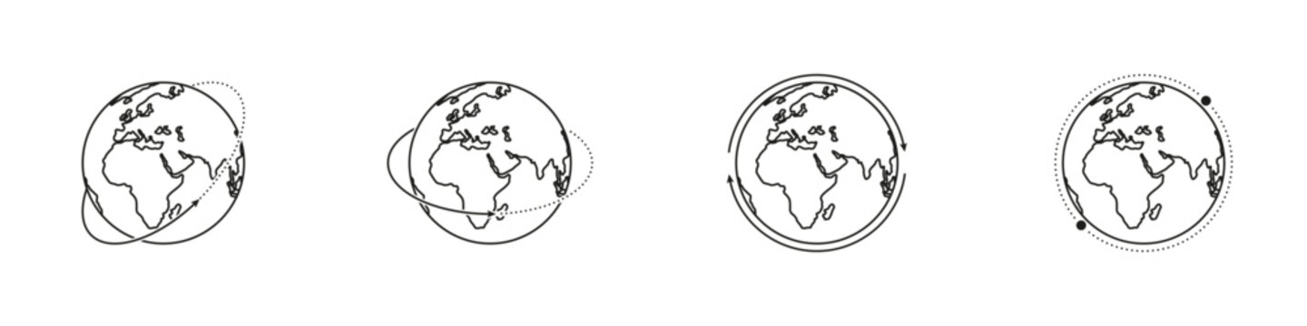 World globe icon set. Globe and Earth icon set. World map. Planet. Vector illustration.