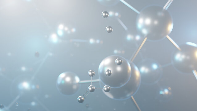 aluminium silicate molecular structure, 3d model molecule, e559, structural chemical formula view from a microscope