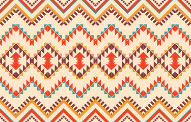 Ethnic abstract ikat art. Aztec ornament print. geometric ethnic pattern seamless  color oriental.  Design for background ,curtain, carpet, wallpaper, clothing, wrapping, Batik, vector illustration.