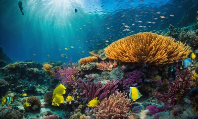Fototapeta na wymiar Animals of the underwater sea world. Ecosystem. Colorful tropical fish.