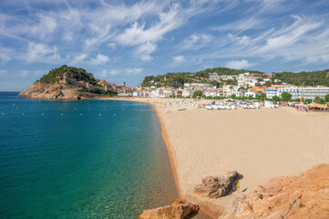 Beach in Seaside Resort of Tossa de Mar at Costa Brava,Catalonia,Spain