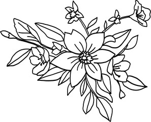 Doodle freehand drawing of cherry blossom flowers.	