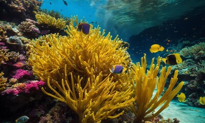 Ocean coral reef underwater. Sea world under water