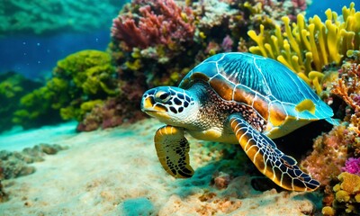 Fototapeta premium Ocean coral reef underwater. Sea world under water