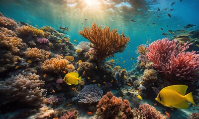 Obraz premium Ocean coral reef underwater. Sea world under water