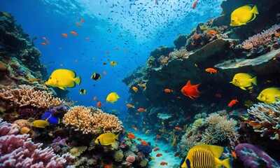 Naklejka premium Ocean coral reef underwater. Sea world under water