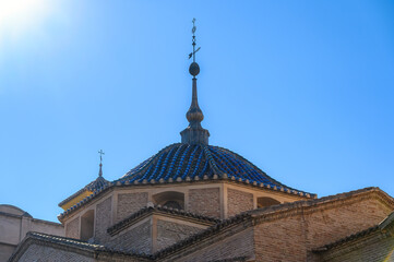 Fototapeta na wymiar Medieval church rooftop in dome, Murcia, Spain
