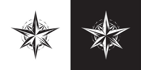 Vintage grunge Star Vector illustration in black and white