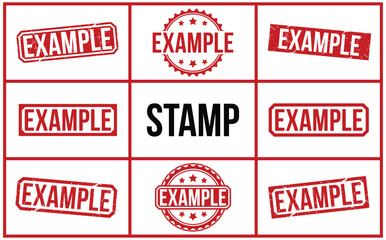 Example stamp red rubber stamp on white background. Example stamp sign. Example stamp.
