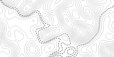 Topographic map background geographic line map with seamless ornament design. The black on white contours vector topography stylized height of the lines map.