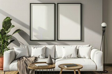Modern Living Room Wall Poster Mockup