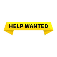 Help Wanted Text In Yellow Rectangle Ribbon Shape For Information Announcement Sign Business Marketing Social Media
