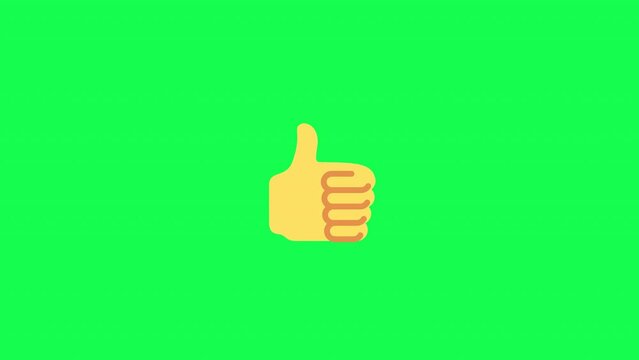 Thumbs up animated emoji on alpha channel and transparent background, green screen and chromakey 4K	
