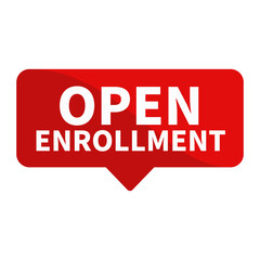Open Enrollment Text In Red Rectangle Shape For Promotion Business Marketing Social Media Information Announcement
