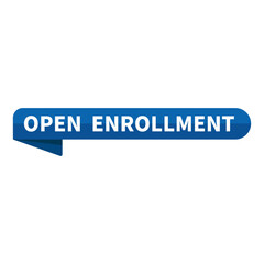 Open Enrollment Text In Blue Ribbon Rectangle Shape For Promotion Business Marketing Social Media Information Announcement
