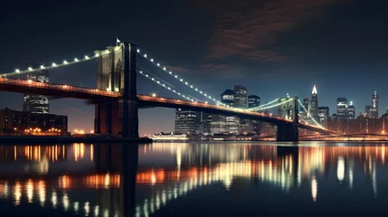 Schilderijen op glas brooklyn bridge night exposure  © Ziyan Yang