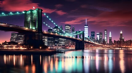 brooklyn bridge night exposure
 - obrazy, fototapety, plakaty