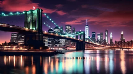 Tafelkleed brooklyn bridge night exposure  © Ziyan Yang