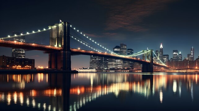 Fototapeta brooklyn bridge night exposure 