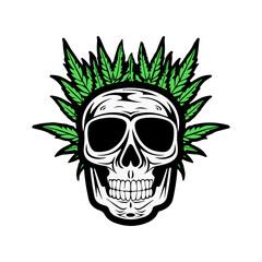 Skull and cannabis illustration